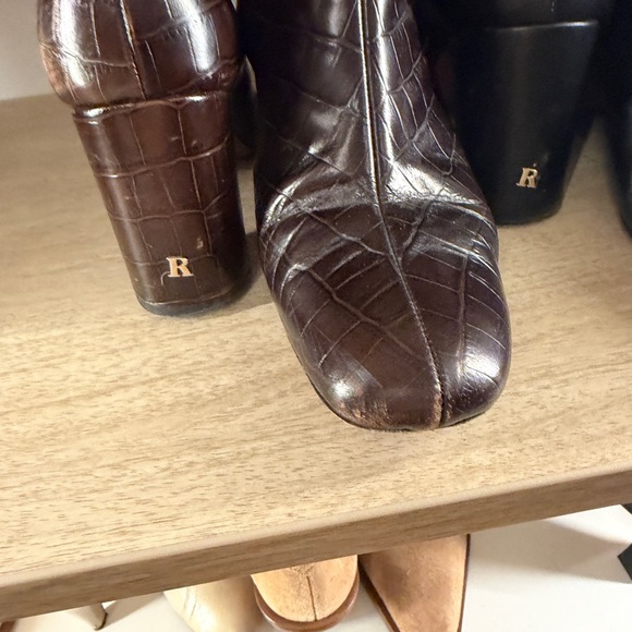 Rouje Dark Brown Croc-Embossed Heeled Boots - Picture 6 of 6